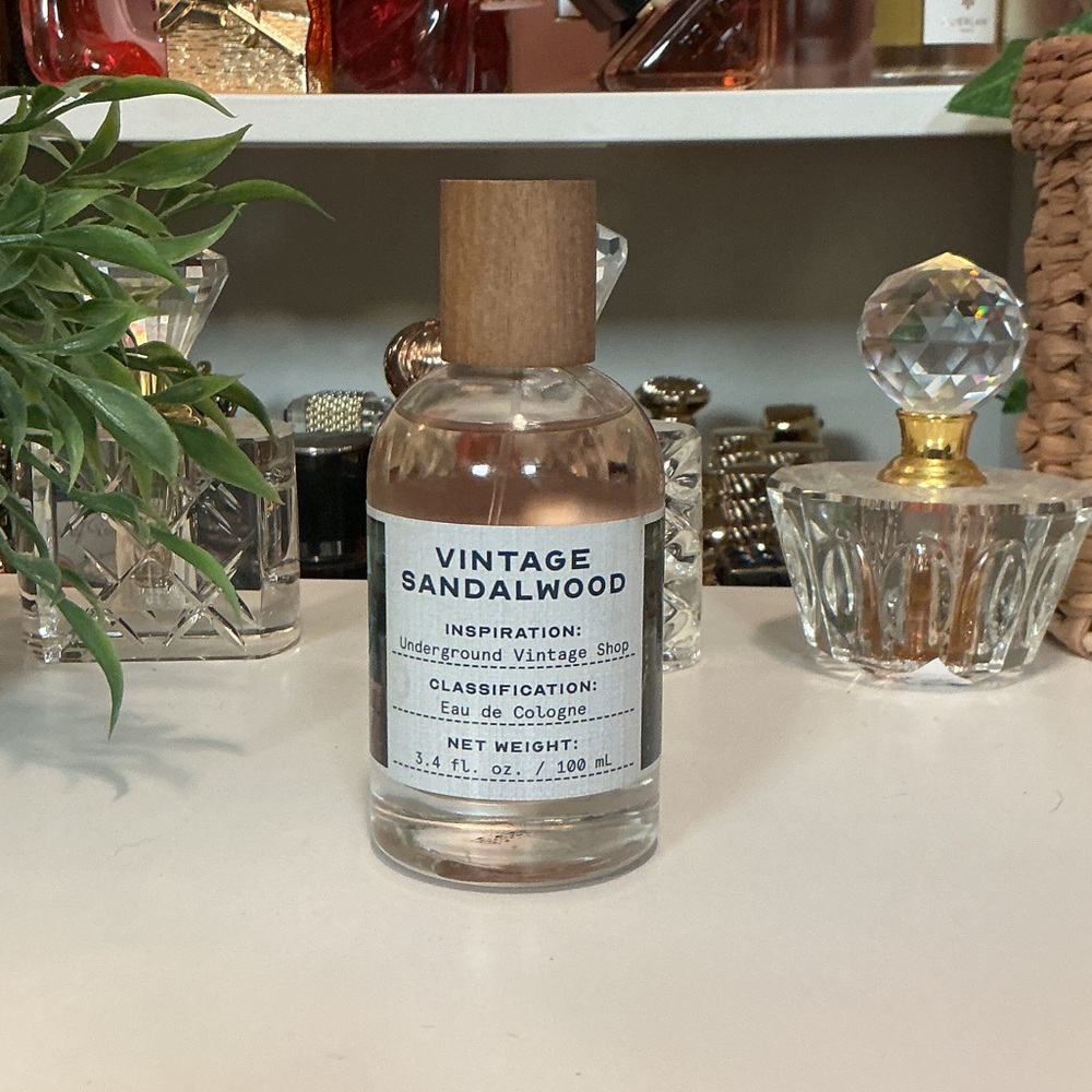Vintage Sandalwood Eau de Cologne - Wood Cap, Clear Glass Bottle